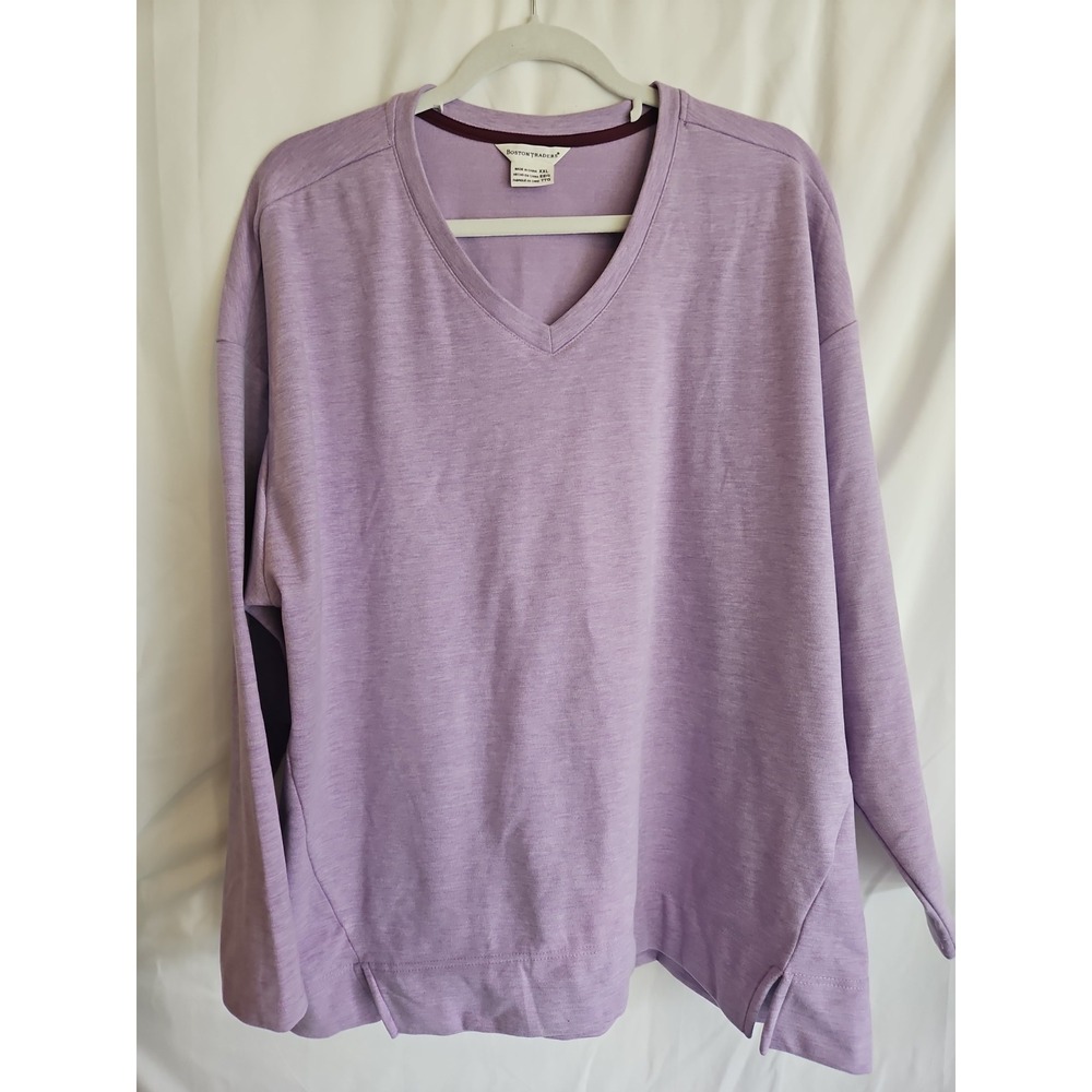 Boston Traders Sweatshirt Womens XXL Purple Excellent V-Neck Pullover Soft